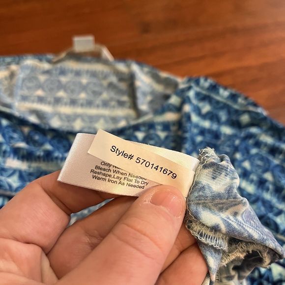 BODEN Womens Small Short Sleeve Blue White Aztec Tunic Cinched Waist Boho Spring - Picture 8 of 9